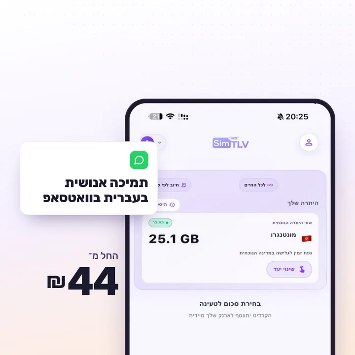 מסך יתרה באפליקציית SimTLV